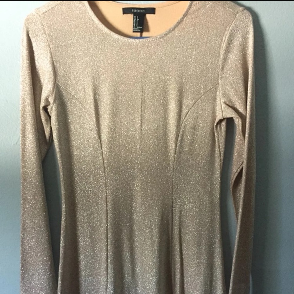 Light pink, shimmer long sleeve dress.